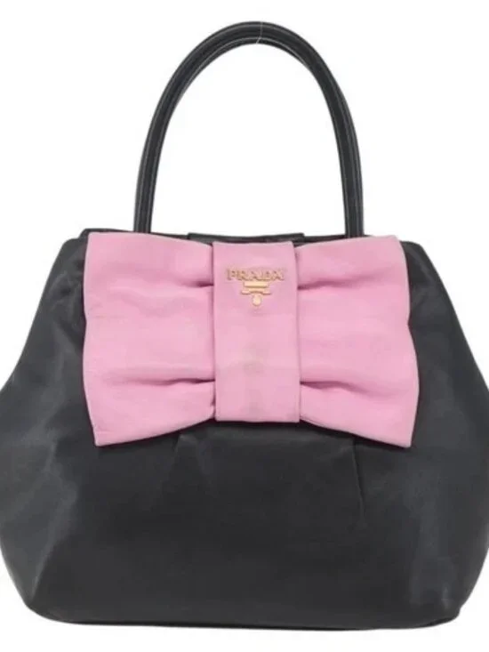 PRADA Hand Bag Leather Black Gold Auth 168382 - Picture 12 of 16